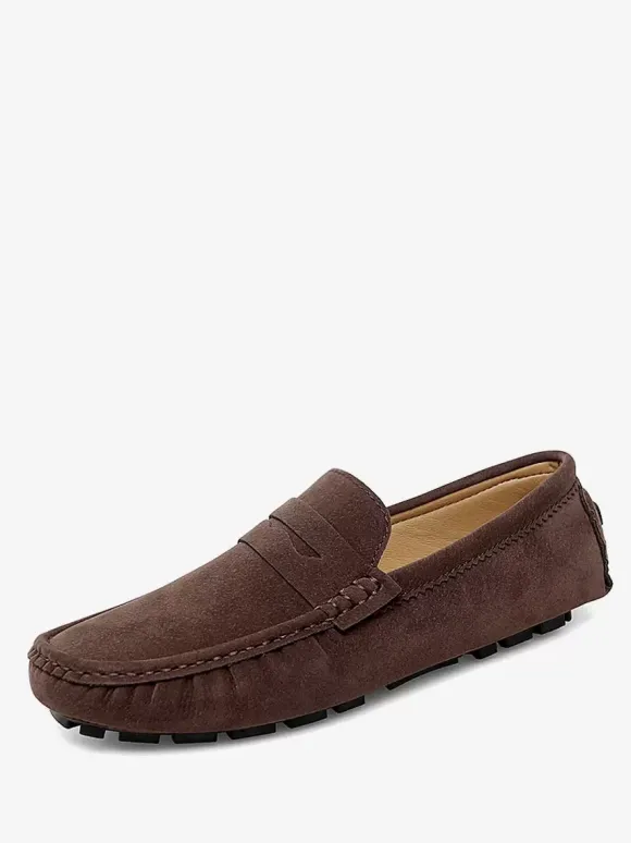 Penny Loafer Shoes For Men Round Toe Slip-On Driving Shoes