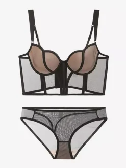 2-Piece Lingerie Cut Out White Bra Panty Sets