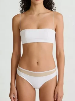 2-Piece Lingerie Lace Up White Crisscross Back Bra Panty Sets