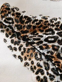 2-Piece Lingerie Leopard Print Shaping Lace Brown Bra Panty Sets