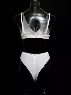 2-Piece Lingerie Sheer Black Adjustable Straps Bra Panty Sets