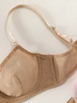 2-Piece Lingerie Sheer Khaki Bra Panty Sets