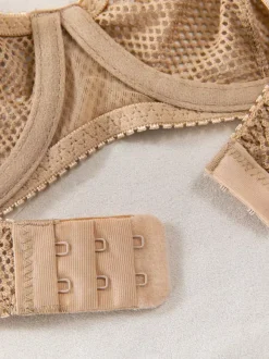 2-Piece Lingerie Sheer Khaki Bra Panty Sets
