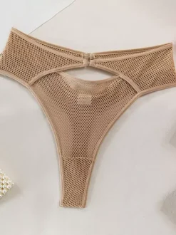 2-Piece Lingerie Sheer Khaki Bra Panty Sets