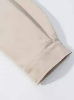2-Piece Sets Pant Set White Pleated Polyester Turndown Collar Long Sleeves Sets