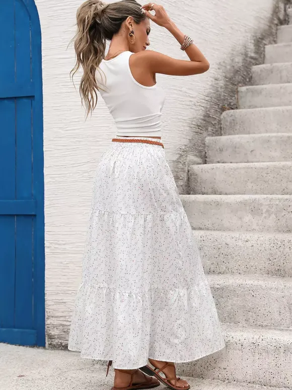 2-Piece Sets Skirt Set White Daily Casual Viscose Elegant Sleeveless Summer Sets