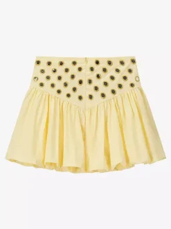2-Piece Sets Skirt Set Yellow Elegant Straps Neck Pleated Sleeveless Sets
