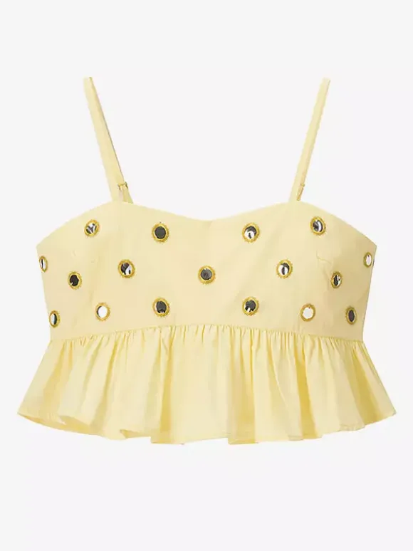 2-Piece Sets Skirt Set Yellow Elegant Straps Neck Pleated Sleeveless Sets