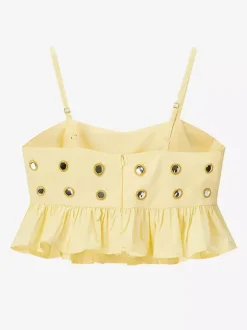 2-Piece Sets Skirt Set Yellow Elegant Straps Neck Pleated Sleeveless Sets