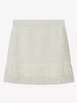 2-Piece Sets Women's Clothing Skirt Set White Elegant Fringe Turndown Long Sleeves Sets