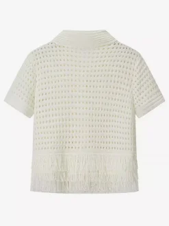 2-Piece Sets Women's Clothing Skirt Set White Elegant Fringe Turndown Long Sleeves Sets