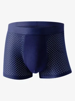 4 Pieces Men's Underwear Mesh Solid Color Sports Boxer Briefs