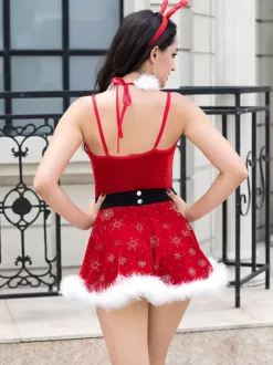 4-Pieces Santa Costumes Enticing Christmas Women Dress