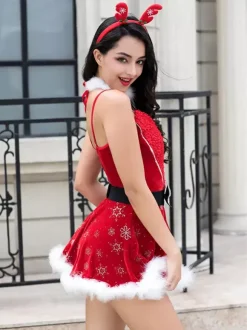 4-Pieces Santa Costumes Enticing Christmas Women Dress