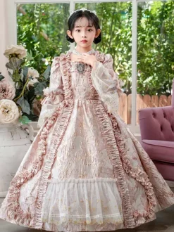 Pink VictorianDress Rococo Costumes Girl's Ruffles Dress