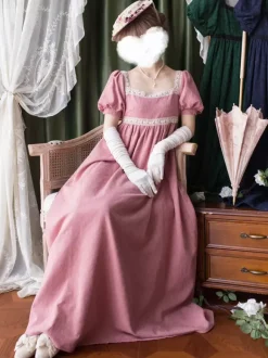 Pink Retro Tudor Dress Costumes Lace Cotton Blend Marie Antoinette Costume Jacquard Dress Women's Western Vintage Clothing Burgundy