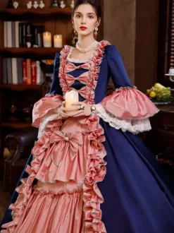 Pink Retro Tudor Dress Costumes Dress For Women Euro-Style Marie Antoinette Costume Party Prom Dress