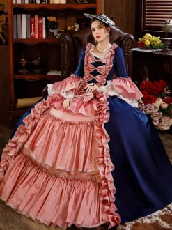 Pink Retro Tudor Dress Costumes Dress For Women Euro-Style Marie Antoinette Costume Party Prom Dress