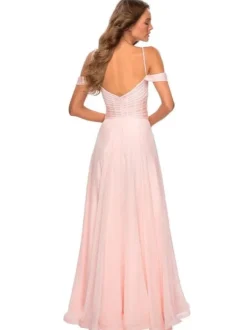 Pink Bridesmaid Dresses A-Line Floor-Length V-Neck Chiffon Prom Dress