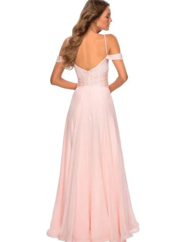 Pink Bridesmaid Dresses A-Line Floor-Length V-Neck Chiffon Prom Dress