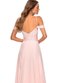 Pink Bridesmaid Dresses A-Line Floor-Length V-Neck Chiffon Prom Dress