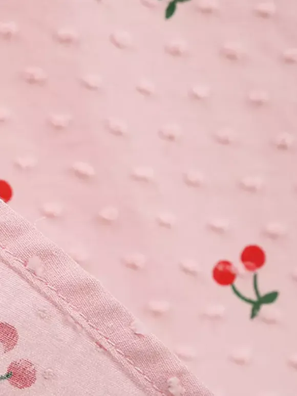 Pink Cherry Print Halter A Line Midi Dress For Women Sweet Summer