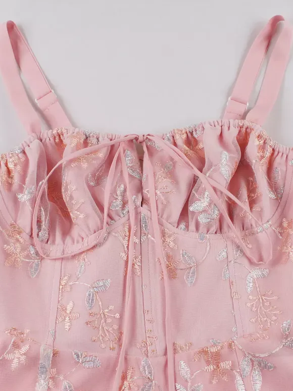 Pink Embroidered Retro Dress A-line 1950s Style Midi Swing Dress For Women 2026