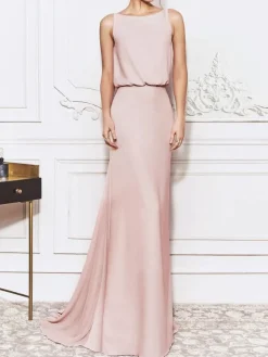 Pink Evening Dress 2026 A-Line Jewel Neck Backless Formal Dresses Wedding Guest Dresses Free Customization