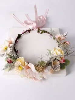 Pink Flowers Headpieces Wedding Hair Accessories For Bride