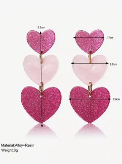 Pink Heart Shape Acrylic Earrings For Women 2026