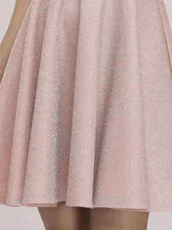 Pink Homecoming Dress 2026 A-Line V-Neck Sleeveless Zipper Backless Short Dress For Prom