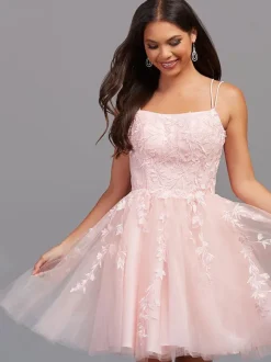 Pink Homecoming Dress 2026 Short A-Line Jewel Neck Lace Tight Homecoming Outfits Free Customization