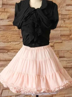 Pink Lolita Petticoat Tiered Lace Polyester Petticoat
