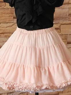 Pink Lolita Petticoat Tiered Lace Polyester Petticoat