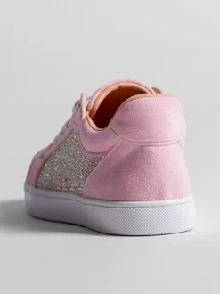 Pink Men's Casual Shoes Rhinestones Lace Up Skate Sneakers