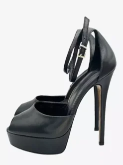 Pink Platform Pumps Peep Toe Ankle Strap High Heels