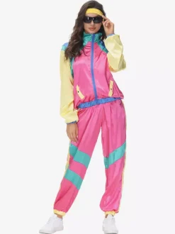 Pink 90's Retro Tudor Dress Costumes Hip Pop Costume Oufits