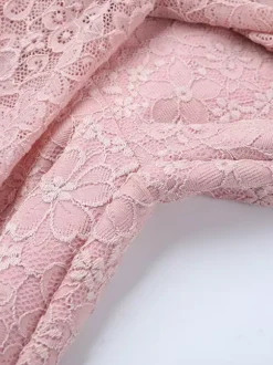 Pink Fairycore Lace Jumpsuit For Women - Tie Front Flare Leg Romper - Summer Romantic Date Night Party Wear 2026