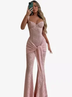 Pink Fairycore Lace Jumpsuit For Women - Tie Front Flare Leg Romper - Summer Romantic Date Night Party Wear 2026
