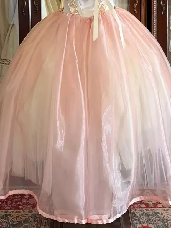 Pink Fairy Lolita Dresses Ruffles Straps Rose Lace Up Sweet Lolita Ballet Tea Party Dress