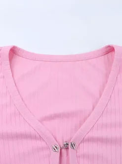 Pink Fur Cuff Women's Crop Cardigan - Y2K Ribbed Long Sleeve V-Neck Top - Sexy Clubwear Night Out Party Shrug 2026