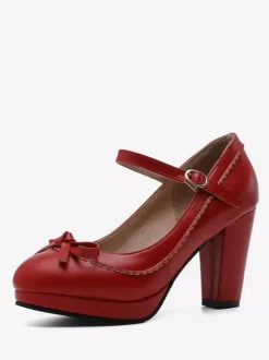 Pink Mary Jane Shoes Round Toe Kitten Heel Vintage Shoes