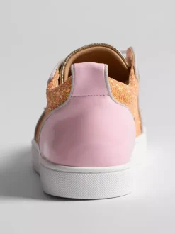 Pink Men's Skate Sneakers Round Toe Studed Lace Up Sneakers