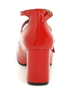 Pink Mid Heels Round Toe Ankle Strap Mary Jane Shoes For Women Vintage Shoes