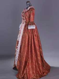 Pink Retro Costumes Lace Polyester Floral Print Dress Marie Antoinette Costume Women's Retro Set 18th Century Costume