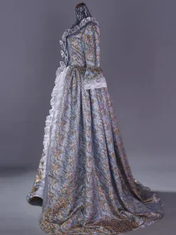 Pink Retro Costumes Lace Polyester Floral Print Dress Marie Antoinette Costume Women's Retro Set 18th Century Costume
