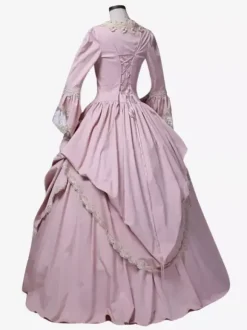 Pink Retro Tudor Dress Costumes Ruffles Polyester Skirt Women's Marie Antoinette Costume Retro Set Party Prom Dress