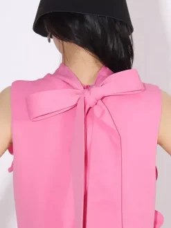 Pink Sleeveless Maxi Dress With 3D Floral Embellishments