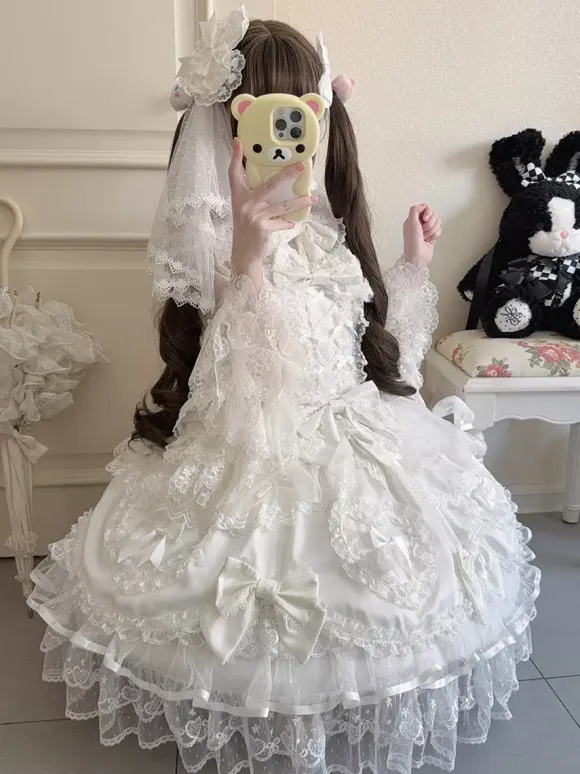 Pink Sweet Lolita Dress Sleeveless Ruffles Bows JSK Hime Lolita Dress