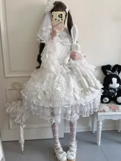 Pink Sweet Lolita Dress Sleeveless Ruffles Bows JSK Hime Lolita Dress